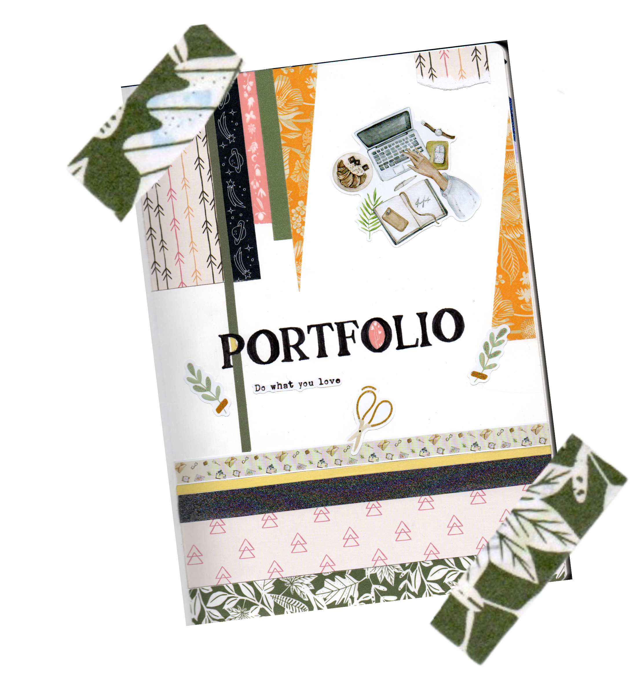 couverture du scraportfolio papier collée avec du making tapes