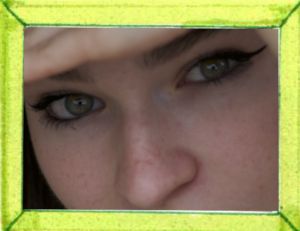 photographie avec un cadre vert dessiné