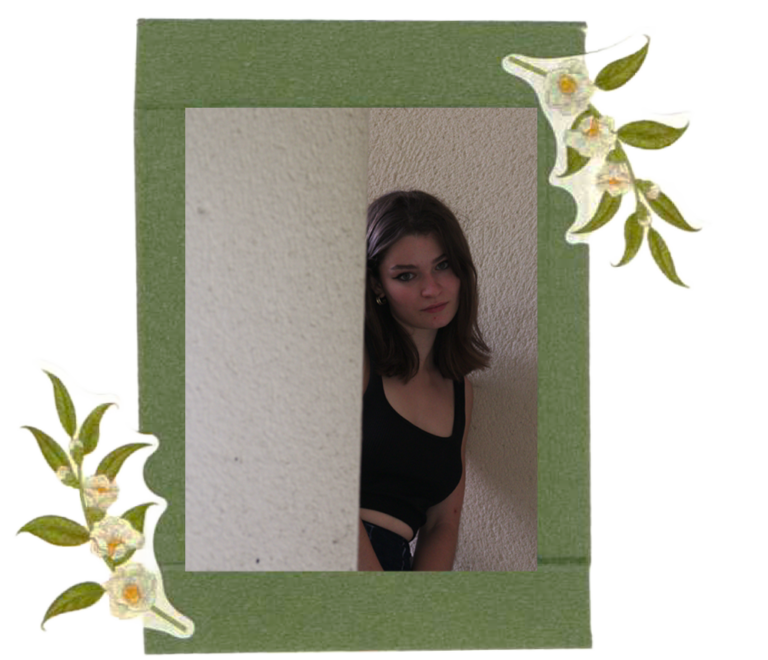 Photographie avec cadre vert making tape et stickers fleur