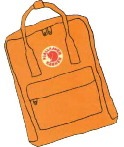 sac a dos orange sticker
